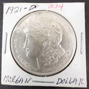 lot 274 image: 1921-D Morgan dollar