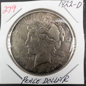 lot 279 image: 1922-D Peace dollar