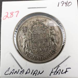 lot 287 image: 1940 Canadian Silver half dollar
