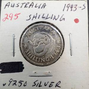 lot 295 image: 1943-S Australian silver shilling