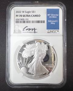 lot 300 image: 2022-W PR70 Ultra Cameo NGC slabbed Edmund C. May US Mint director signed