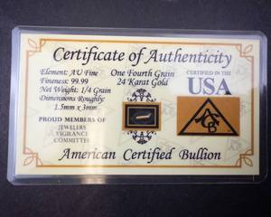 lot 312 image: American Certified Bullion, .000571 of .999 oz