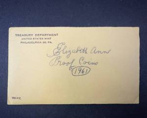 lot 325 image: 1961 US Mint Proof Set Sealed in Unopened Envelope