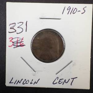 lot 331 image: 1910-S Lincoin Cent