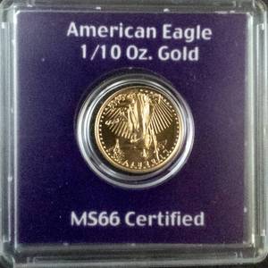 American Eagle 1/10oz Fine Gold 5 Dollars - MS66 Certified -1999-