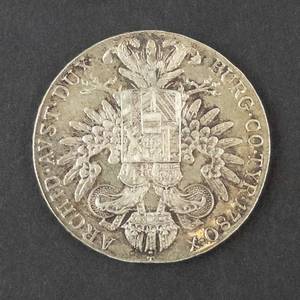 lot 65A image: Maria Theresa Thaler BURG CO TYR 1780X Restrike Coin 28.22g.833S