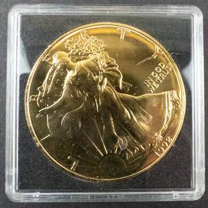 lot 65F image: 1992 American Silver Eagle -24k Gold Gilded in Case