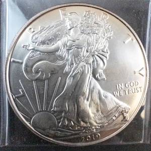 lot 65L image: 2019 Silver Eagle 1oz Fine Silver One Dollar Coin