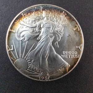 lot 66Q image: 1987 Silver Eagle 1oz Fine Silver One Dollar Coin