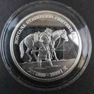 lot 68B image: Montana Statehood Centennial 1 Troy Oz .999 Silver Round Moose Proof Coin in Case