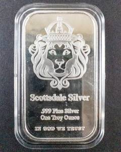 lot 68G image: Scottsdale Silver In God We Trust 1 Troy Oz .999 Silver Bar in Case