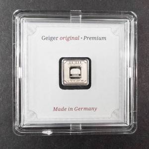 lot 68W image: Geiger Premium 1 Gram .999 Silver Square Feinsilbar Cameo Proof