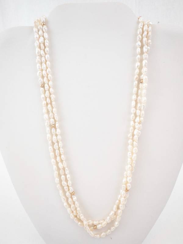 lot 15 image: Freshwater Pearl 3-Strand Necklace -14k Clasp
