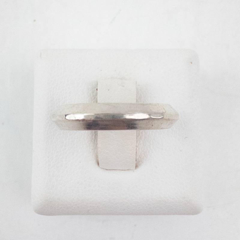 lot 28 image: Ring - Wide Silver Tone Band, Minimalist Flat Profile
