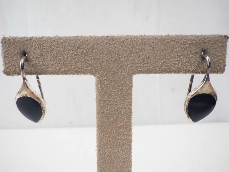 lot 145 image: Sterling England Teardrop Onyx Earrings (Lot of 2)