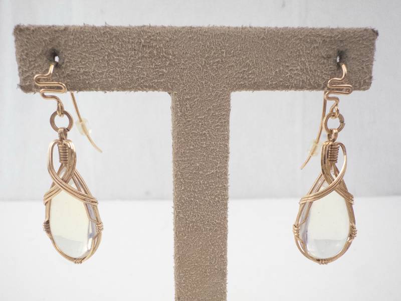 lot 147 image: Gold-Tone Wire-Wrapped Teardrop Earrings - Pair
