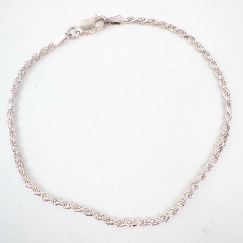 lot 203 image: IBB Rope Chain Bracelet 925 Silver - 7.5 in, 2.6 g
