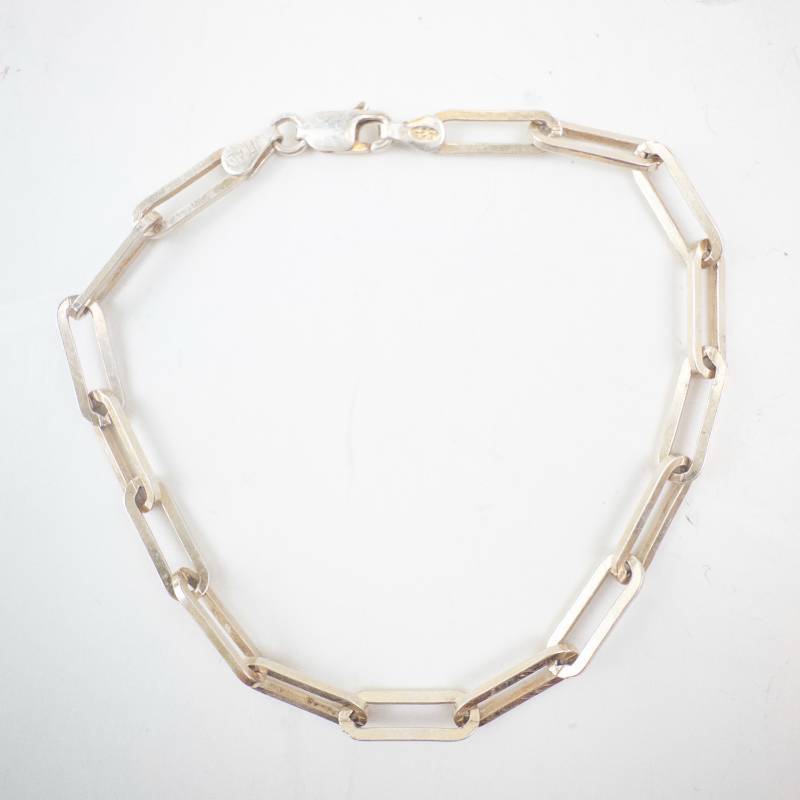 lot 213 image: Sterling Silver Paperclip Chain Bracelet - 8 in - 925