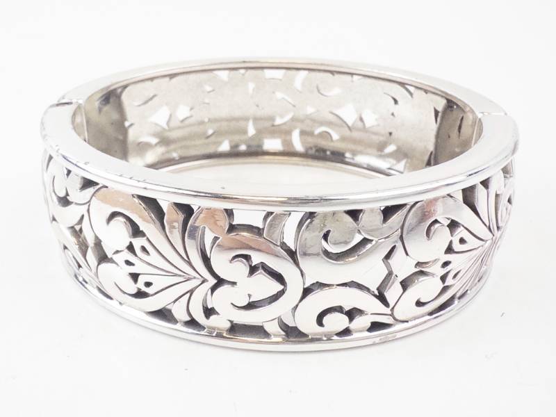 lot 219 image: Brighton Filigree Wide Cuff Bracelet and pouch