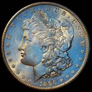 lot 5 image: AU 1890-P Morgan Silver Dollar, Original Surfaces wPartial Luster