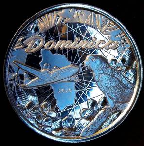 lot 9 image: Gem Uncirculated 2019 Scottsdale Mint Dominica Nature Isle 1oz 999 Silver Round, 25k Mintage, KM#25
