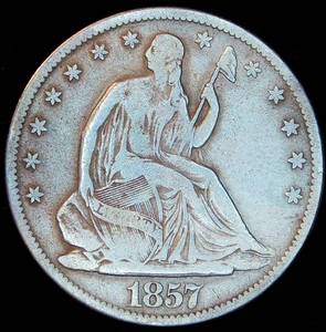 lot 22 image: VFVF Better Date 1857-O Seated Liberty Half Dollar, Original Surfaces, 818k Mintage