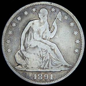 lot 23 image: Semi Key 1891 Seated Liberty Half Dollar, Final Year, 200K Minted, Original Surfaces, VG
