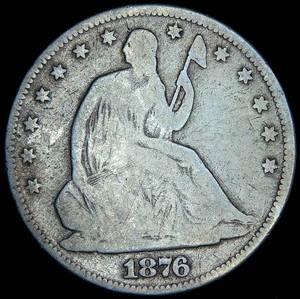 lot 24 image: 1876-P Seated Liberty Half Dollar, Original Surfaces