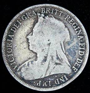 lot 34 image: 1895 Silver Great Britain 1 Schilling, .172 OzT  .925