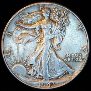 lot 32 image: XF 1943-P Walking Liberty Half Dollar, Original Surfaces