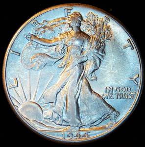 lot 33 image: AUBU 1944 Walking Liberty Half Dollar, Original Surfaces wNear Full Luster