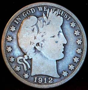 lot 46 image: VG 1912-S Barber Half Dollar, Original Surfaces