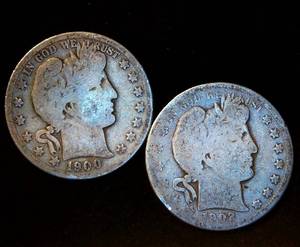 lot 59 image: (2) Common Circulated Barber Half Dollars