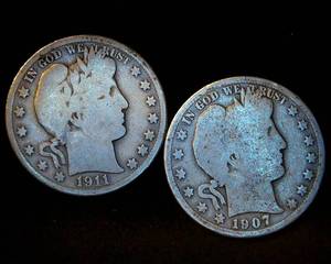 lot 61 image: (2) Common Circulated Barber Half Dollars