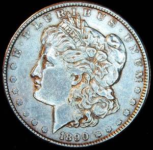 lot 66 image: AU 1890-P Morgan Silver Dollar, Original Surfaces
