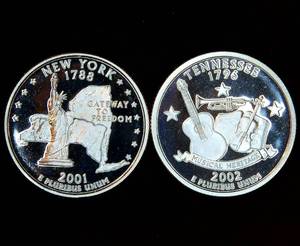 lot 75 image: (2) 90% Silver ATB Quarters