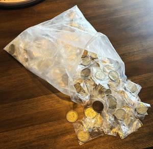 lot 76 image: NAHC Big Game Collectors Elk Medallions, 13.8 lbs  Approx 300, All New & Individually Sealed, $5 ea on eBay