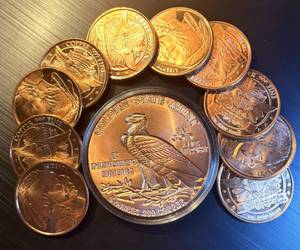 lot 97 image: 15 Oz of Gem Copper Bullion Rounds