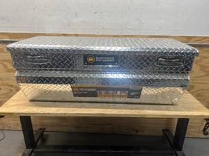 lot 6 image: Northern Tool  Equipment Truck Toolbox, 47.75in. x 15.75in. x 20in. x 18in., Aluminum, Diamond Plate, Pull Handle Latches MSRP $369.99