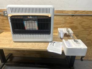 lot 8 image: Mr. Heater 30,000 BTU Vent-Free Blue Flame Heater, Dual Fuel, Natural Gas, LP, Model# MHVFDF30BFT MSRP $279.99