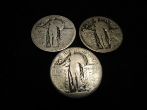 lot 48 image: Three Standing Liberty Quarters