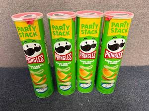 lot 217 image: 4 Party-Sized Cans of Sour Cream &amp Onion Pringles