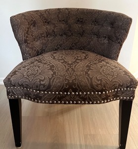 lot 63 image: Damask Upholstered Accent Chair with Nailhead Trim