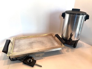 lot 74 image: Vintage Electric Warming Tray with Glass Insert & Drip Tray - Coffee Urn Included