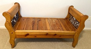 lot 107 image: Oak Wood Bench - Ornate Cast Iron Leaf Back Panel