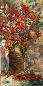 lot 119 image: Floral Bouquet Painting - Oil on Canvas Print & Unframed