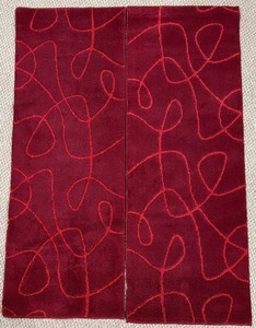 lot 132 image: Contemporary Home Runner Rug - Red Scribbles - 22 x 60 in - 3-Pack