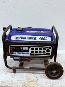Powerhorse 4000 Watt Portable Gas Generator – 3100 Rated Watts, Low Oil Shutdown, Wheel Kit Included