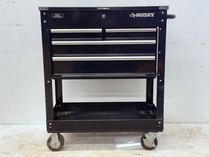 lot 20 image: Husky 33 in. 4-Drawer Mechanics Tool Utility Cart (Gloss Black)&nbsp