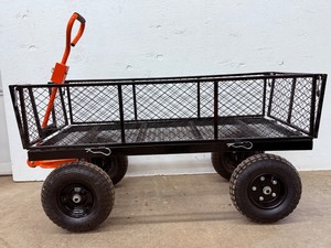 lot 28 image: Heavy-Duty Steel Utility Garden Cart  1200 lb Capacity  Removable Sides &amp Flatbed Conversion